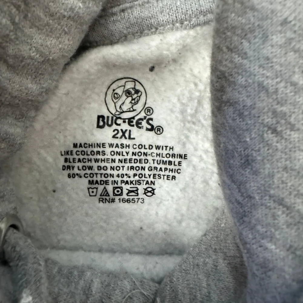 Buc-ees Long‎ Sleeve Pullover Beaver Logo Hoodie Sweatshirt Gray Adult Size 2X